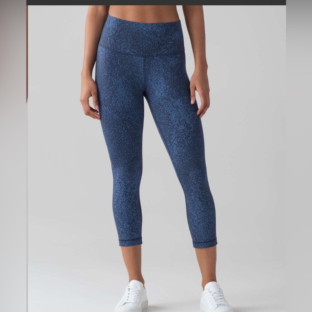 Lululemon Wunder Under Crop Hi-Rise Luxtreme Blue Women's Active Leggings